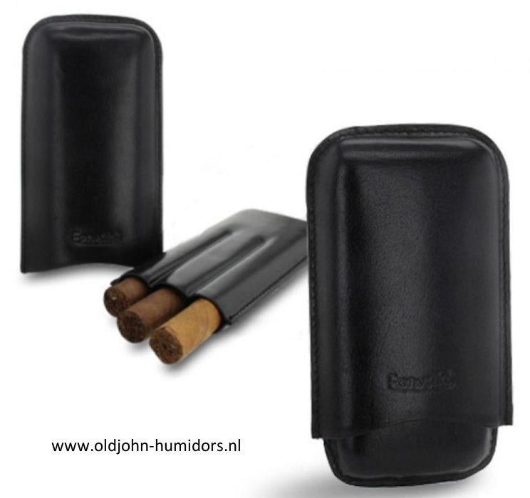 SIGAREN ETUI ZWART LEER 3X CORONA  Binnen 132x20mm   sk301, Verzenden, Nieuw, Tabaksdoos of Verpakking