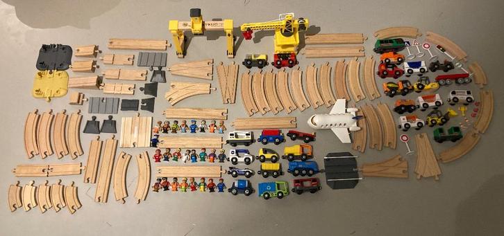 Grote houten treinbaan assortiment, Kinderen en Baby's, Speelgoed | Houten speelgoed, Gebruikt, Overige typen, Ophalen of Verzenden