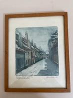 Mooie ingekleurde ets van Praag / Tsjechie. Emil Wanke., Antiek en Kunst, Kunst | Etsen en Gravures, Ophalen