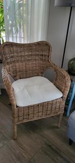 Loungestoel, gevlochten rieten landelijke stoel., Huis en Inrichting, Fauteuils, Ophalen, Minder dan 75 cm, Riet of Rotan, Zo goed als nieuw