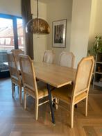 Rotan Eetkamerstoelen - Vintage, Beige, 6 stuks, Huis en Inrichting, Stoelen, Ophalen, Gebruikt, Overige kleuren, Riet of Rotan