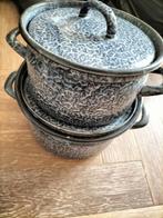 Grijze emaille wolkenpannetjes, Ophalen of Verzenden, Gebruikt, Overige materialen