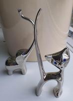 2 Stuks Silverplated Olifant en Kat Ringenhouder Jaren 70, Antiek en Kunst, Ophalen of Verzenden, Zilver