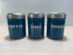 Emaille voorraadblikken koffie thee suiker, Antiek en Kunst, Ophalen of Verzenden
