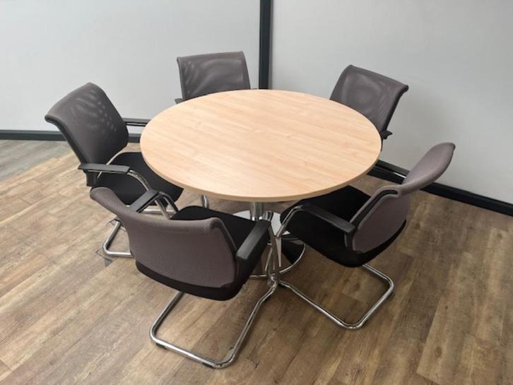 Ronde tafel – Chroom, Huis en Inrichting, Tafels | Salontafels, Nieuw, 75 cm of meer, 100 tot 150 cm, 100 tot 150 cm, Rond, Ophalen of Verzenden