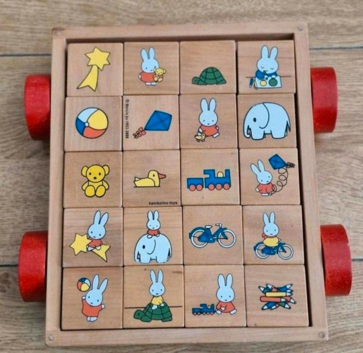 Houten Blokkenkar met Nijntje Blokken, Kinderen en Baby's, Speelgoed | Houten speelgoed, Zo goed als nieuw, Ophalen of Verzenden