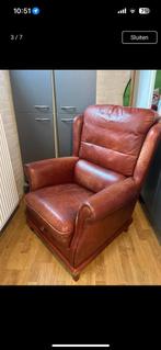 Schappenleren fauteuil, Ophalen, Zo goed als nieuw, 75 tot 100 cm
