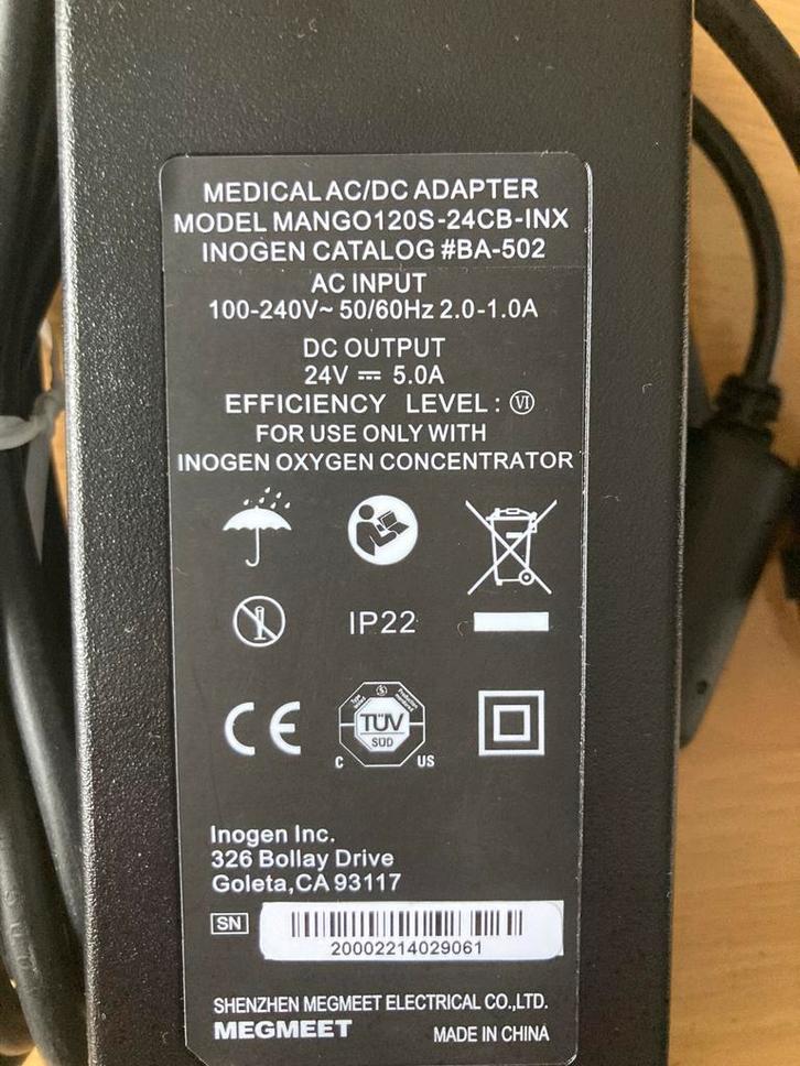 Inogen One G5/Rove 6 Netstroom Adapter, Diversen, Verpleegmiddelen, Nieuw, Ophalen of Verzenden