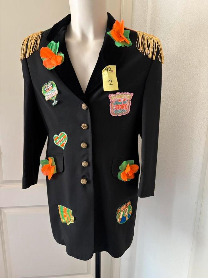 (2) Kruikenstad Jas lang model maat 42 emblemen epauletten, Kleding | Dames, Carnavalskleding en Feestkleding, Carnaval, Maat 42/44 (L)