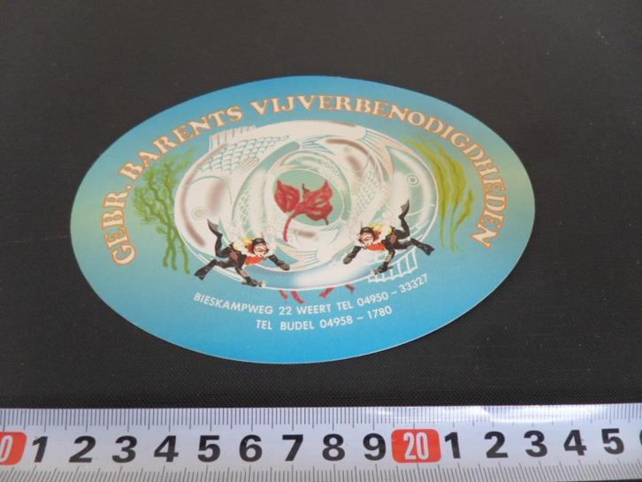 sticker Weert Budel  Gebr. Barents vijverbenodigdheden, Verzamelen, Stickers, Zo goed als nieuw, Ophalen
