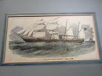 Prachtige gravure stoomzeilschip 3, Antiek en Kunst, Kunst | Etsen en Gravures, Ophalen of Verzenden