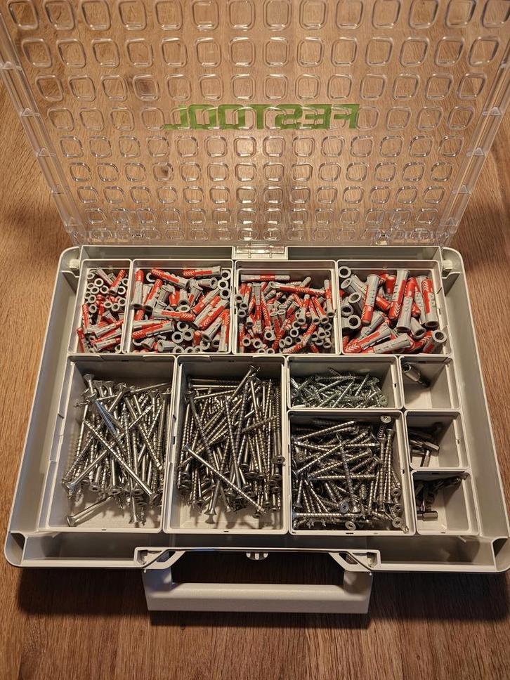 Festool SYS3 organizer systainer gevuld met Spax Fischer, Doe-het-zelf en Verbouw, Gereedschapskisten, Nieuw, Gevuld, Ophalen of Verzenden