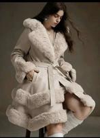 Beige leren winterjas met bont maat 44/46, Kleding | Dames, Grote Maten, Ophalen of Verzenden, Nieuw, Beige, Jas of Mantel