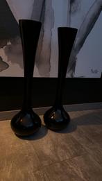 2 Zwarte glazen bol vazen., Ophalen, 50 tot 75 cm, Zwart, Glas