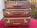 Antiek Brocante koffers koffertje reiskoffer 3 stuks 1950, Ophalen of Verzenden