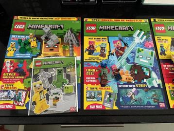 Lego Minecraft magazines vijf stuks compleet!