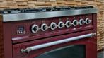 🔥Luxe Fornuis Boretti 90 cm Bordeaux rood + rvs GASOVEN, Witgoed en Apparatuur, Fornuizen, 60 cm of meer, 5 kookzones of meer