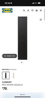 Ikea Pax Flisberget zwart DEUR 2x 50x229, Ophalen, 200 cm of meer, 50 tot 100 cm, Zo goed als nieuw