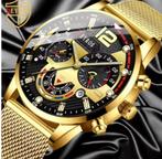 Mode heren zakelijke horloges luxe quartz, Ophalen of Verzenden, Nieuw, Staal, Overige merken