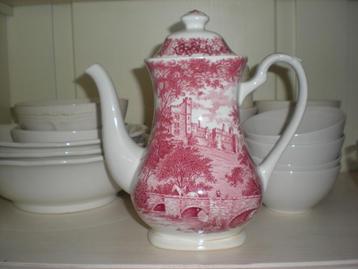 Romantic England koffiepot roze/rood   beschikbaar voor biedingen