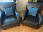 2 Zwarte Nepleren Fauteuils, Ophalen, Gebruikt, Kunststof, 75 tot 100 cm