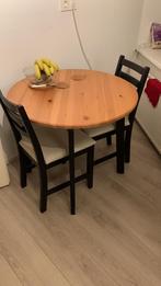 Small dining table and two chairs (Gamlared/ Lerhamn), 50 tot 100 cm, Eikenhout, Zo goed als nieuw, Tot twee personen