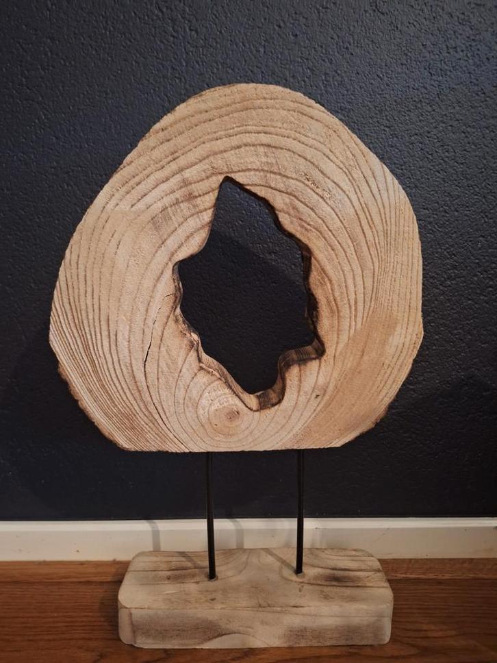 Houten Decoratie Object met Standaard, Huis en Inrichting, Woonaccessoires | Wanddecoraties, Zo goed als nieuw, Ophalen of Verzenden
