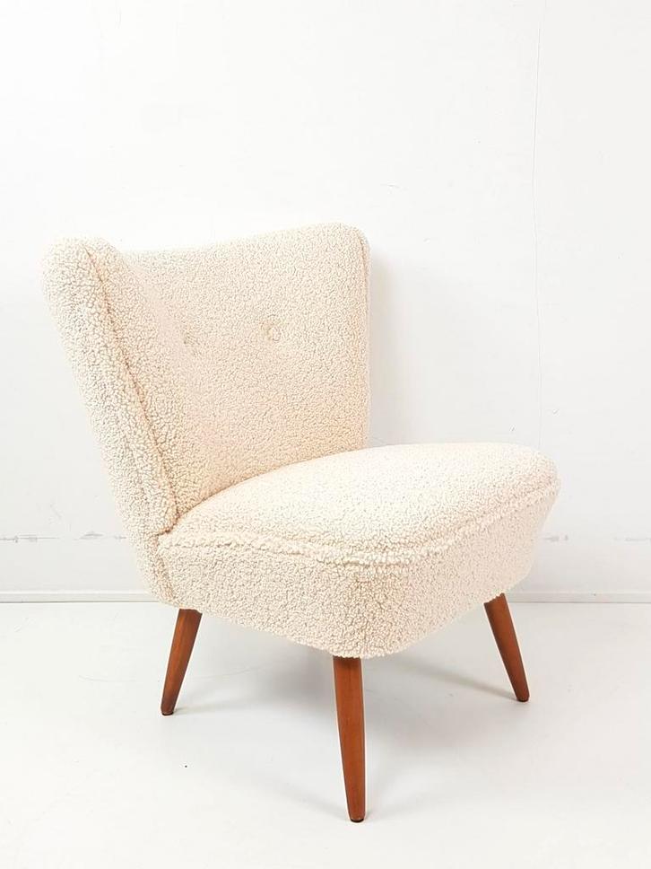 Vintage fauteuiltje cocktail | stoel nieuw gestoffeerd teddy, Huis en Inrichting, Fauteuils, Zo goed als nieuw, 50 tot 75 cm, Minder dan 75 cm