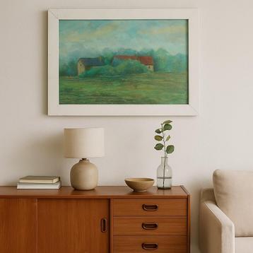 Groot Olieverfschilderij – "Landelijk Landschap beschikbaar voor biedingen