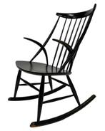 Vintage Illum Wikkelso schommelstoel Deens design, Huis en Inrichting, Fauteuils, Gebruikt, Vintage, 75 tot 100 cm, 50 tot 75 cm