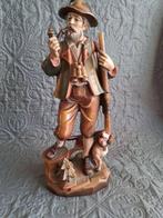 Houten beeld Jager met hond, Antiek en Kunst, Ophalen of Verzenden