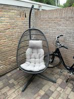 Egg hangstoel antraciet met kussens, Tuin en Terras, Tuinstoelen, Ophalen, Zo goed als nieuw, Aluminium