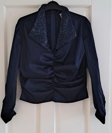 Joseph Ribkoff feestelijke top blauw + kralen kraag L 43879 beschikbaar voor biedingen