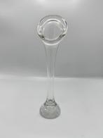 Vintage glazen soliflore vaas – helder glas – jaren 70 stijl, Gebruikt, Overige kleuren, Ophalen of Verzenden, Glas