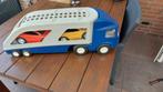 Vrachtwagen transport met 2 autos in goede staat, Hobby en Vrije tijd, Modelauto's | 1:24, Ophalen of Verzenden, Gebruikt, Bus of Vrachtwagen
