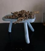 Rustieke houten melkkruk - licht blauw, Ophalen of Verzenden, Gebruikt, Hout