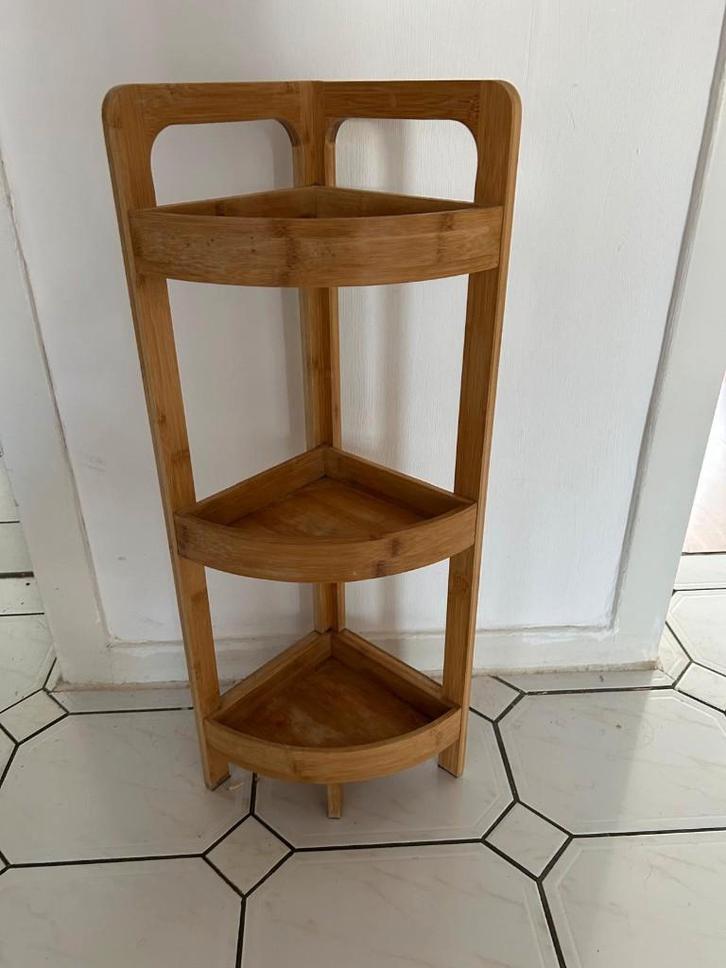 Bamboo Corner Shelf - 3-Tier Bathroom Storage Rack, Huis en Inrichting, Badkamer | Badkamermeubels, Zo goed als nieuw, Overige typen