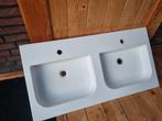 Dubbele wastafel, Huis en Inrichting, Badkamer | Badkamermeubels, Ophalen, Gebruikt, 100 tot 150 cm, Minder dan 100 cm