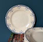Creil et Montereau set van blauw witte vintage Damier borden, Antiek en Kunst, Antiek | Servies los, Verzenden