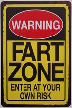 Warning fart zone reclamebord van metaal wandbord deco, Info@deconoord.nl, Deco Noord, Nieuw, Ophalen of Verzenden