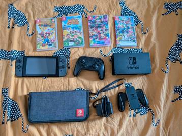 Nintendo Switch Grijs + 4 Games + Accessoires beschikbaar voor biedingen