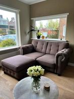 Bank inclusief hocker - Bruin Haco, Huis en Inrichting, 100 tot 125 cm, 150 tot 200 cm, Chesterfield, Rechte bank