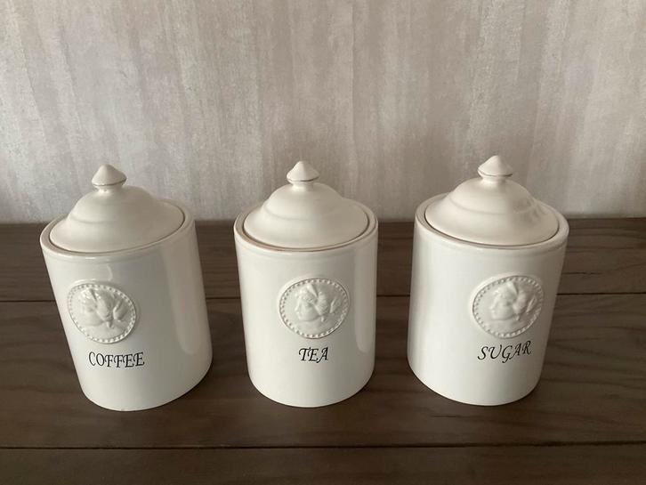 Riverdale voorraadpotten koffie, thee en suiker (KWF), Antiek en Kunst, Antiek | Keukenbenodigdheden, Ophalen of Verzenden