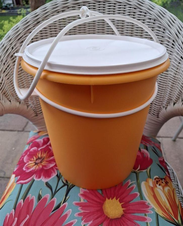 Wasemmer, voorraad emmer met hengsel, deksel, nieuw, Huis en Inrichting, Keuken | Tupperware, Nieuw, Overige typen, Wit, Oranje