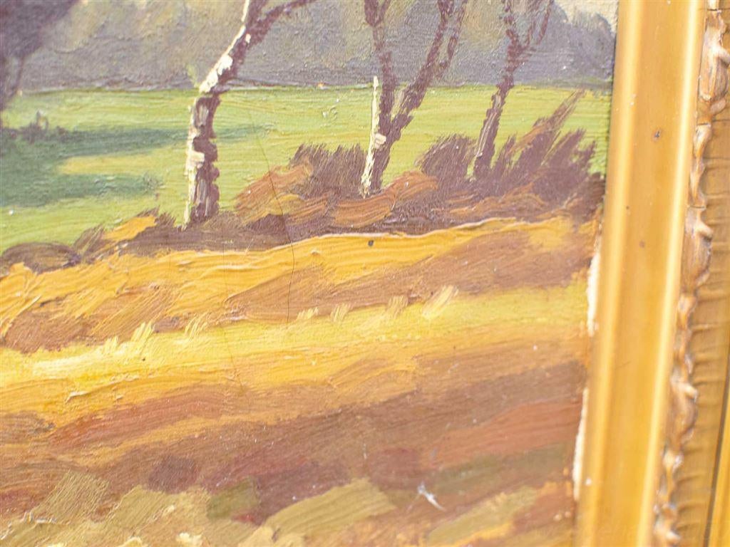 Schilderij van een stukje bos 37355, Huis en Inrichting, Gebruikt, 125 cm of meer, Ophalen of Verzenden, Schilderij