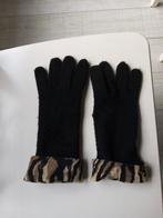 warme zwarte gebreide handschoenen met luipaard manchetten, Ophalen of Verzenden, Gedragen, Overige maten, Handschoenen