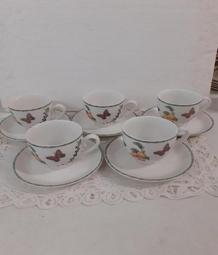 Janneke Brinkman - Fruits & Flowers - 5 kop en schotels, Antiek en Kunst, Antiek | Servies los, Ophalen of Verzenden