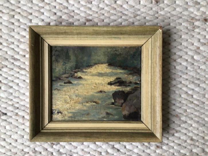 Rivier in olieverf, Antiek en Kunst, Kunst | Schilderijen | Klassiek, Ophalen
