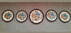 Vintage,"Flora" Gouda Plateel Holland Handwerk wandbordenset, Ophalen of Verzenden