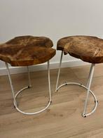 Houten tafeltjes, Huis en Inrichting, Tafels | Bijzettafels, Ophalen, Rond, Minder dan 55 cm, 45 tot 60 cm